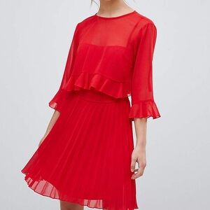 ASOS Red Shawl Overlay Mini Dress